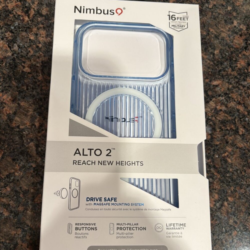 Nimbus 9 Alto 2 Case with MagSafe for iPhone 17 Pro - Clear Blue - NEW!